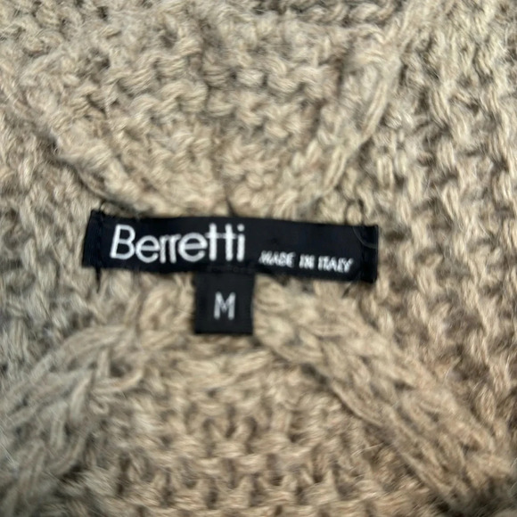 Berretti Cable Knit and Pattern All Over 3/4 Sleeve Brown Neutral Mohair/Wool M - Picture 3 of 10